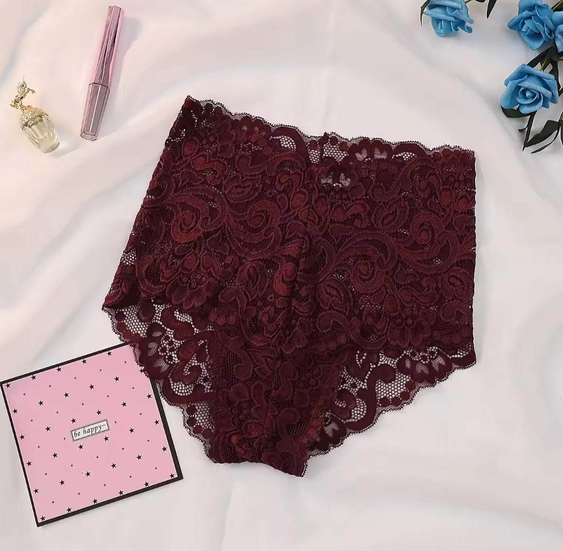 Amour Full Laced High Waist Panty Crimson Curves