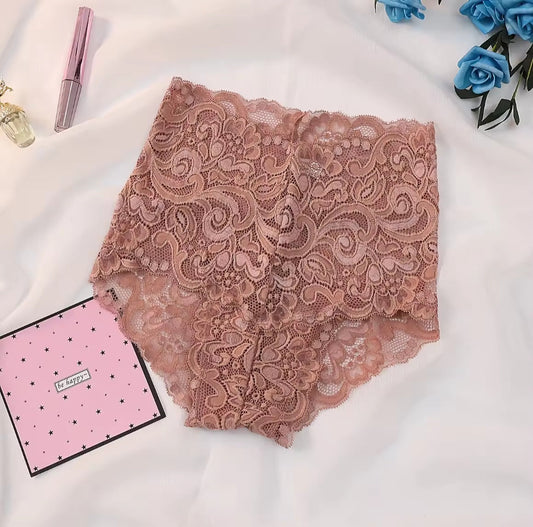 Amour Full Laced High Waist Panty Crimson Curves