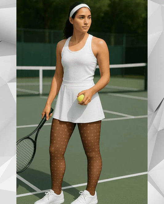 Dark Nude  Stockings with Transparent Pink Flower Design Crimson Curves